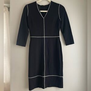 Escada black dress with white piping